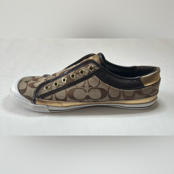 Coach Felix Women’s Slip On Sneakers Gold and Tan Size 10B - Picture 8 of 15